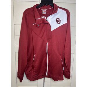 Nike Team Oklahoma Sooners Fit Dry Full Zip Maroon Fleece Zip Jacket Size M